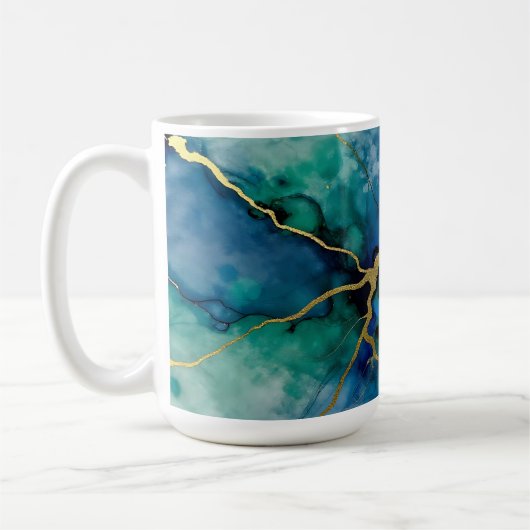 Ozean-Geode-Alkohol-Tinte Goldadern Kaffeetasse (Links)