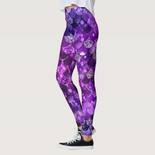 Ozean-Glamour Farbige Fischschuppen-Muster Leggings