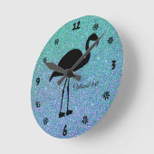 Ozean-Glitzer-Flamingo-Silhouette-Wand-Uhr Runde Wanduhr (Winkel)