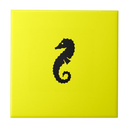 Ozean Glow_Black-on-Yellow Seepferd Fliese (Vorderseite)