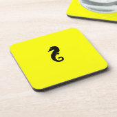 Ozean Glow_Black-on-Yellow Seepferd Getränkeuntersetzer (Linke Seite)