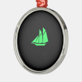 Ozean Glow_Green-on-Black Scherer-Schiff Ornament Aus Metall (Links)