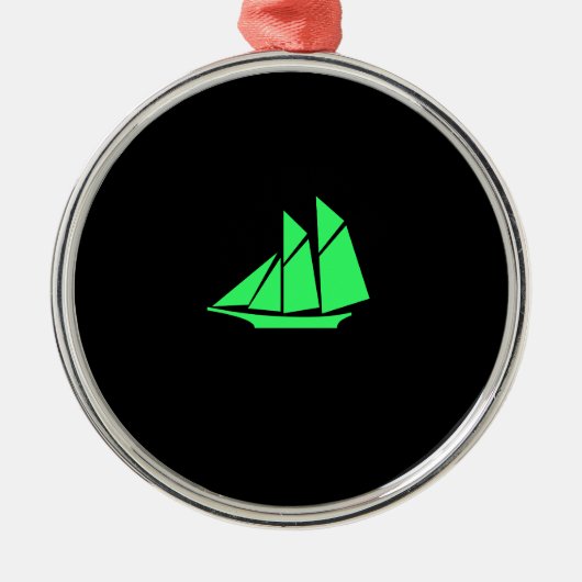 Ozean Glow_Green-on-Black Scherer-Schiff Ornament Aus Metall (Vorne)
