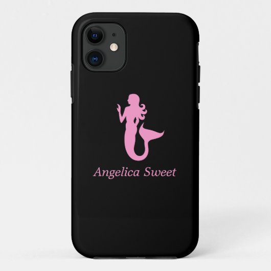 Ozean Glow_Pink-on-Black Mermaid_personalized Case-Mate iPhone Hülle (Rückseite)