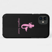 Ozean Glow_Pink-on-Black Mermaid_personalized Case-Mate iPhone Hülle (Rückseite (Horizontal))
