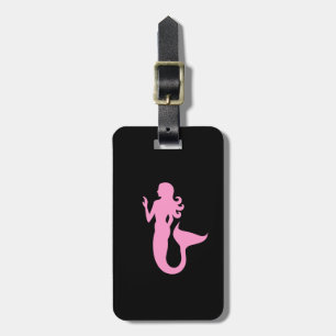 Ozean Glow_Pink-on-Black Mermaid_personalized Gepäckanhänger