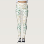 Ozean Grün Creme Abstract Leggings (Vorderseite)