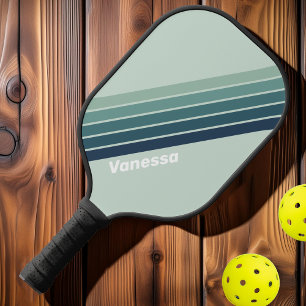 Ozean-Grün Nostalgische Streifen mit Namen Pickleball Schläger