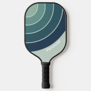 Ozean Grün Nostalgischer Kreis Streifen mit Namen Pickleball Schläger
