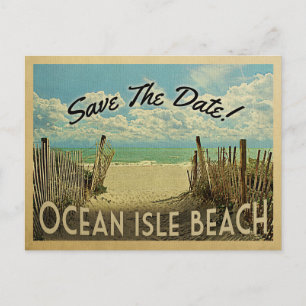 Ozean-Insel-Strand Save The Date Vintage-Nautik Ankündigungspostkarte