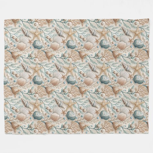 Ozean Inspiriert Blanket mit sanften Seashell-Moti Fleecedecke (Vorderseite (Horizontal))