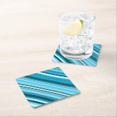 Ozean-Inspirierte Blaue/aquamarine/Aqua-Streifen Rechteckiger Pappuntersetzer (Vor Ort)
