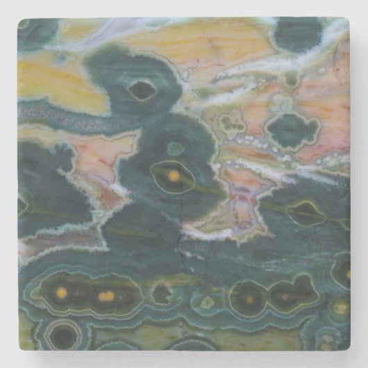 Ozean-Jasper-Platte Steinuntersetzer (Vorderseite)