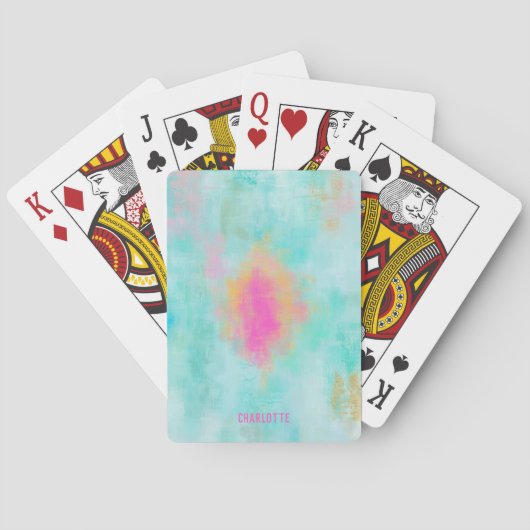 Ozean-Joyride - Sandstrand Blaue Türkis Abstrakt Spielkarten (Rückseite)