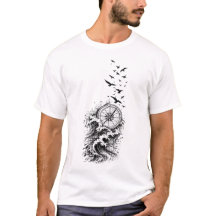 Ozean Kompass Vögel Welle Abenteuer T-Shirt