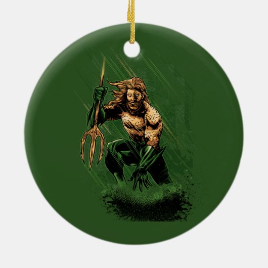 Ozean König Dreizack Krieger Dynamische Comic Kuns Keramik Ornament (Hinten)