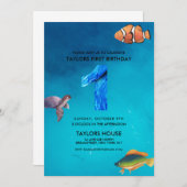 Ozean Kreaturen 1. Geburtstag Party Einladung (Vorne/Hinten)