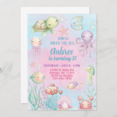 Ozean Leben Mädchen Geburtstag Einladung unter dem (Vorne/Hinten)
