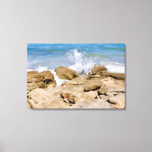 Ozean-Leinwand-Wanddekoration Felsiger Strand Leinwanddruck