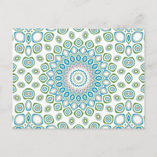 Ozean-Mandala in Blau, Grau und Weiß Postkarte