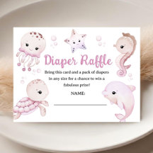 Ozean Meer Baby Shower Mädchen Rosa Windel Raffle
