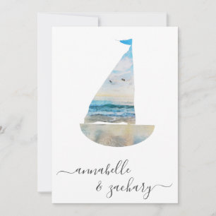 *~* Ozean Meer BOOT RSVP - Strand QR AR7 Hochzeit Einladung