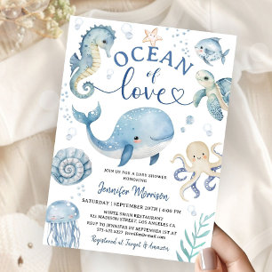 Ozean Meer Wal Baby Shower Einladung Junge