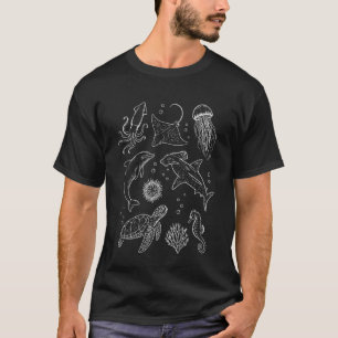 Ozean Meeres Tiere Vintage Wal Fisch T-Shirt