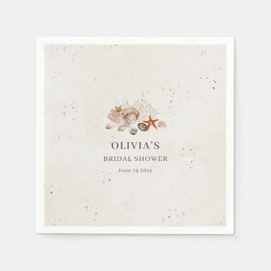 Ozean Meeresmuscheln Strand Boho Küsten-Junggesell Serviette (Vorderseite)