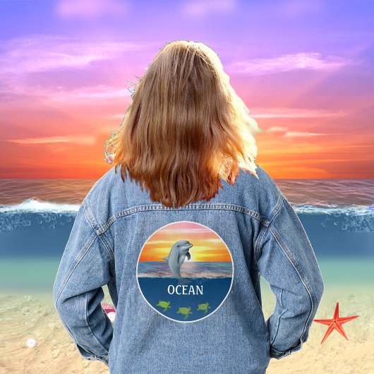 Ozean, Meeresschildkröten und Dolphin Jeansjacke