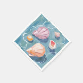 Ozean Muscheln Wasserfarbe Küste Strand Meer Serviette (Ecke)