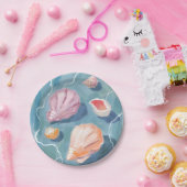 Ozean Muscheln Wasserfarbe Küstenstrand Meer Pappteller (Party)