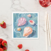 Ozean Muscheln Wasserfarbe Küstenstrand Meer Serviette (Beispiel)