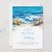 Ozean oder Meereswellen Küste Romantische Sonnige  Einladung (Vorderseite)