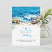 Ozean oder Meereswellen Küste Romantische Sonnige  Einladung (Stehend Vorderseite)