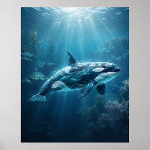 Ozean Orca Arktis Blau Tiefen Poster