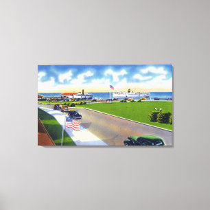 Ozean-Park-Ansicht der Boote, die im Hafen Leinwanddruck