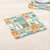 Ozean-Patchwork Rechteckiger Pappuntersetzer (angewinkelt)