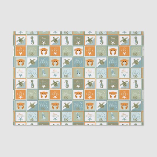 Ozean-Patchwork Seidenpapier (Vorderseite)