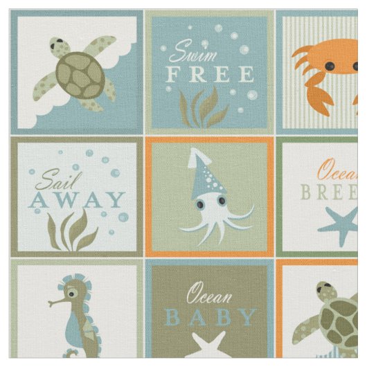 Ozean-Patchwork Stoff (Nahaufnahme)