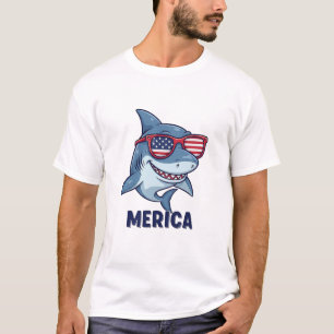 Ozean-Patriot 'Merica-Hai-Spaß-nautische Flaggenku T-Shirt