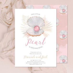 Ozean-Perle-Meeresmuschel-Rosa-Mädchen-Baby-Party Einladung