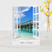 Ozean-Pieransicht in Fenster Karte (Gelbe Blume)