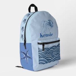 Ozean Quallen Meeresschildkröte Benutzername Welle Bedruckter Rucksack
