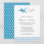 Ozean / Rose Origami Cranes Wedding Einladung (Vorne/Hinten)