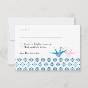 Ozean / Rose Origami-Kraniche Hochzeit RSVP Karte