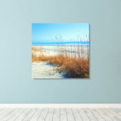 Ozean, Sand und Seegras in Nordmyrtle Beach Leinwanddruck (Insitu (Holzboden))