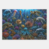 Ozean-Säugetiere Schubladenpaneele Decoupage Geschenkpapier Set (Vorderseite)