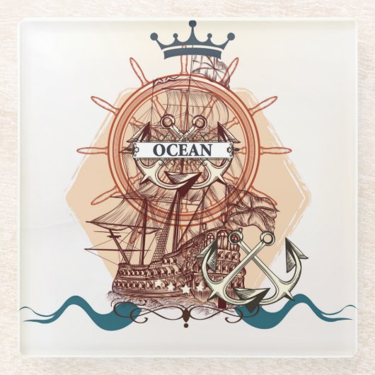 Ozean/Schiff Glasuntersetzer (Vorderseite)