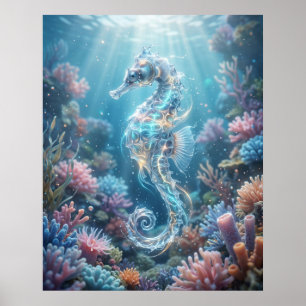 Ozean Seepferdchen Korallen Drift Poster